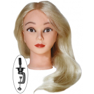 OLLIN Голова учебная с натуральными волосами, блондинка 100% 45-50см + штатив